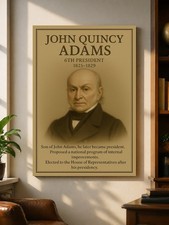 John Quincy Adams Vintage Portrait USA History Wall Art 6th President Print