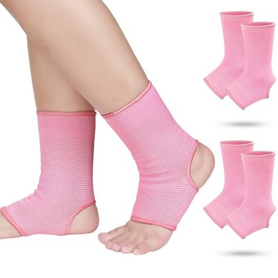 2 Pair Pink Kids Ankle Support Brace 5-10 Years Elastic Compression Socks