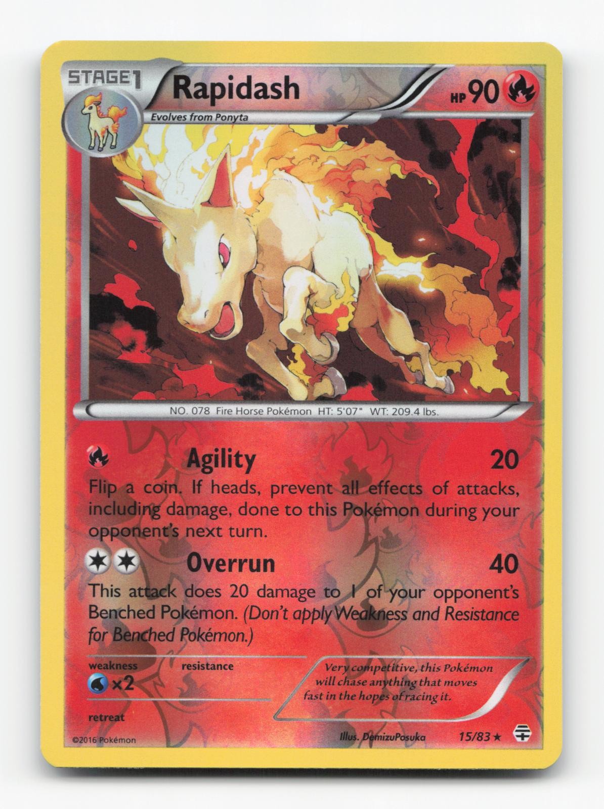 Pokemon TCG - Rapidash 15/83 Lightly Played Rare Generations Reverse Holo
