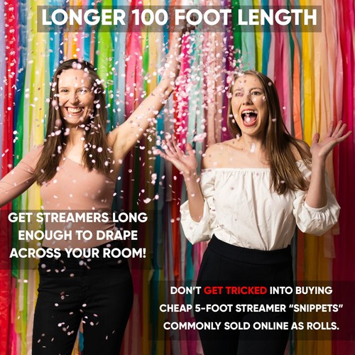 6 Rolls (2 pack for 12 total) of Party Streamers in Different Colors Red Blue - Picture 4 of 7