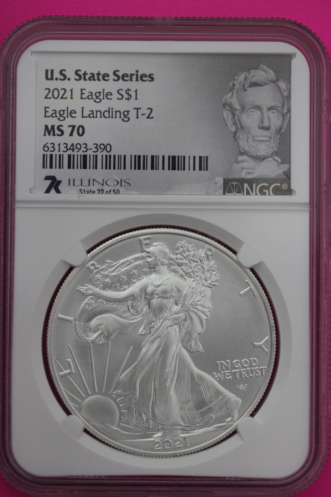 2021 MS 70 American Silver Eagle Illinois State Series NGC Certified Graded 529