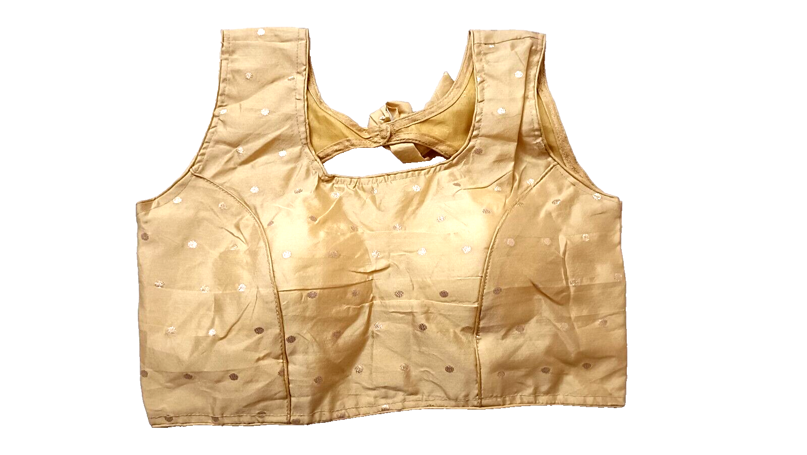 Indian Beautiful Round Brown White Color Golden Color Flower Print Blouse