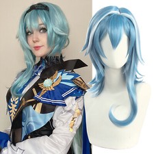 Cosplay Wig Game Genshin Impact Cosplay Blue Mixed White Wig