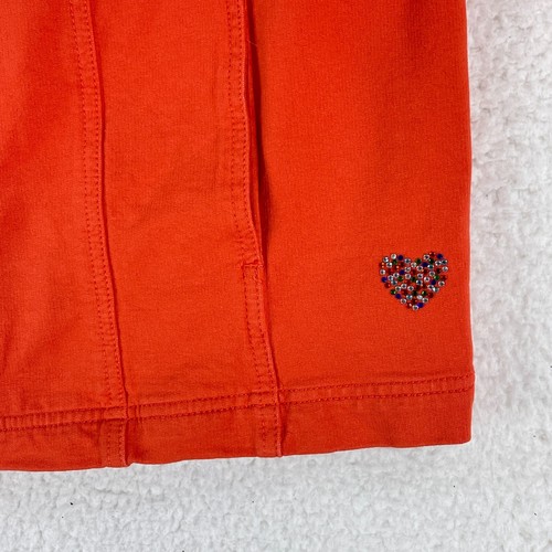 Quacker Factory Orange Bedazzled Button-Up Jacket Womens Roll Cuff Sleeve Size L - Picture 8 of 16