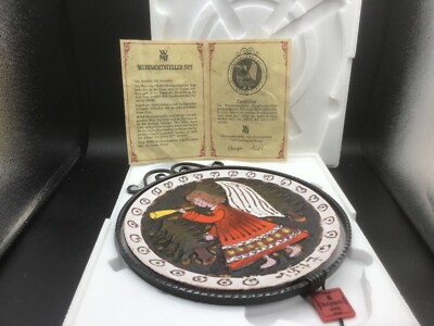 WMF Weihnachtstellar 1977 Angel Decorative Plate With metal Wall Hanging 