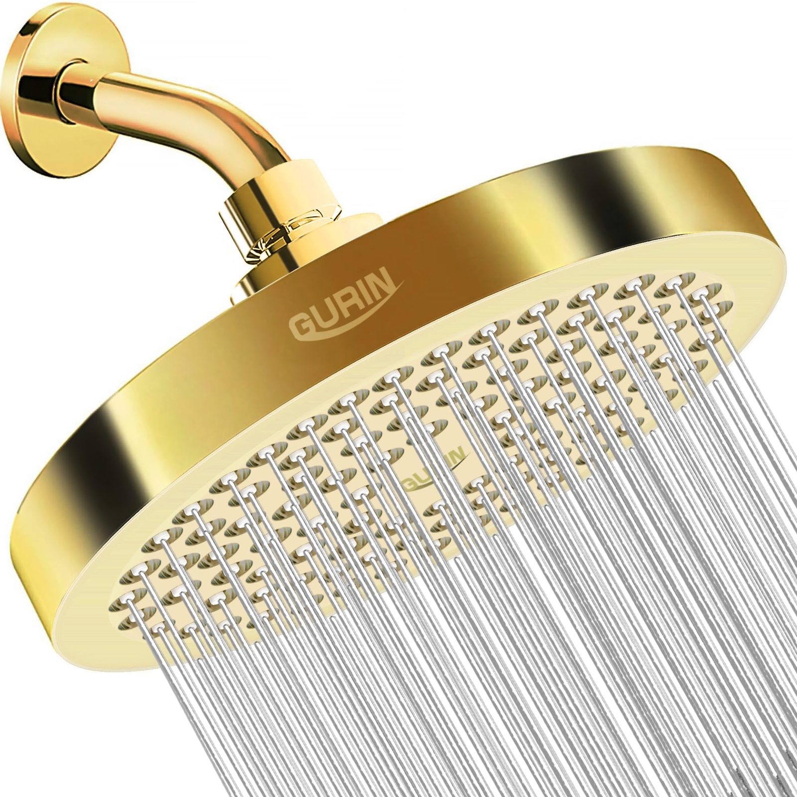 High Pressure Luxury Rain Shower Head with Gold Plated Finish for Modern Bathrooms