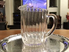 Vintage/Antiques c.1910's Ribbed Pattern Water Pitcher by Jeannette Glass Co.