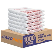 1000 Thank You T-Shirt Bags 12" x 6.5" x 21", Plastic Grocery Shopping Bags