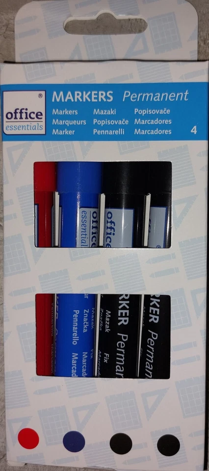 4er Set Permanent Marker von Office Essentials - NEU - - Bild 1 von 2