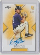 2021 Leaf Perfect Game National Showcase Evan Blanco Yellow Auto 3/20 