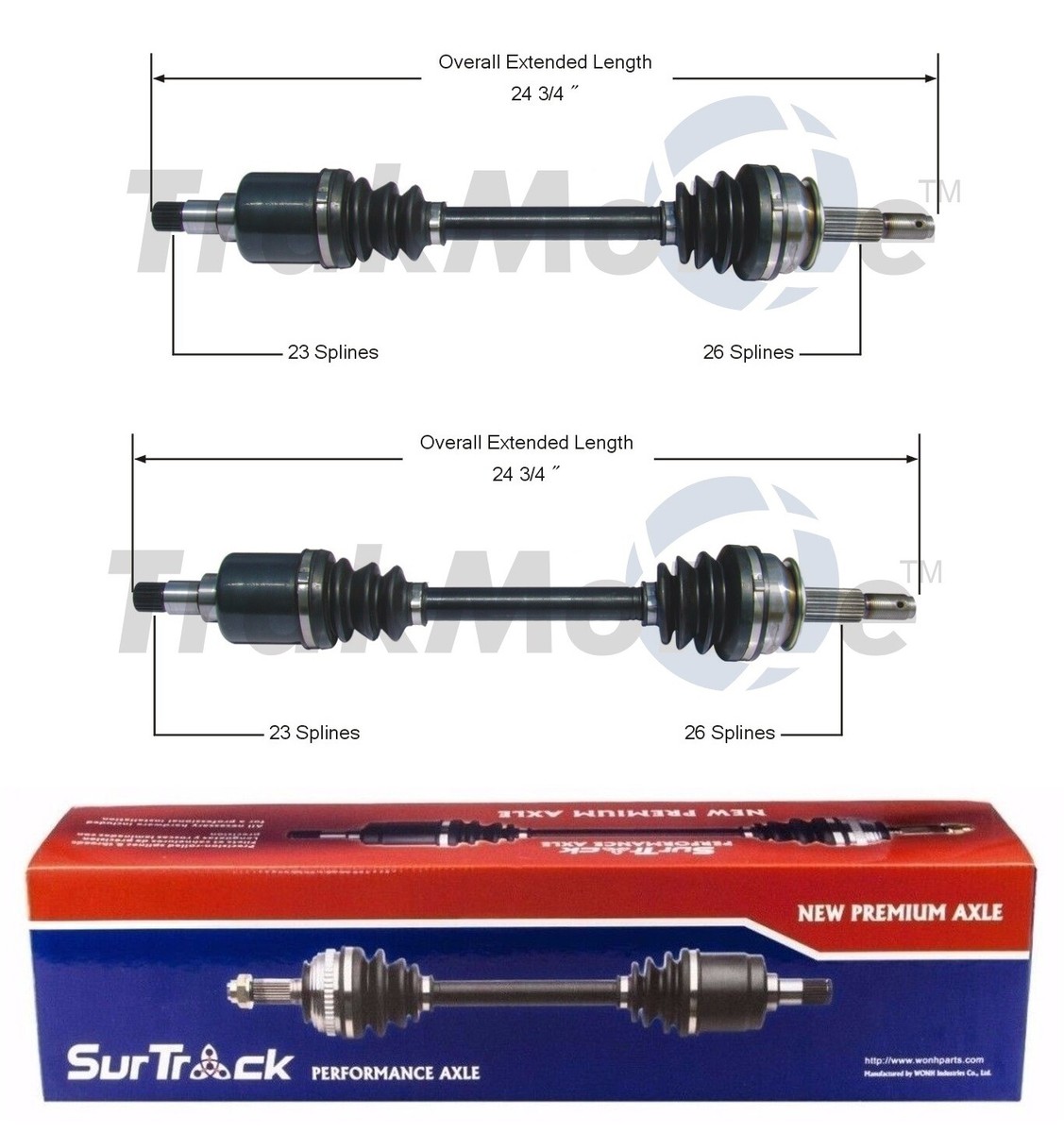 SurTrack Pair Set of 2 Front CV Axle Shafts For Dodge