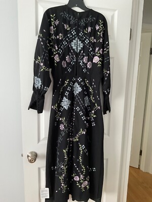 asos black floral embroidered dress ASOS Women's Floral Embroidery Balloon Sleeve Ruffle Hem Mini Dress – Letay  Store