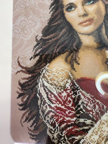 Completed & Framed Lanarte Romantic Collection Cross Stitch DIVA 21.75"x18.75" - Picture 4 of 16