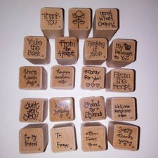 Set of 19 Rubber Stamps Words Phrases Holiday Greeting Cards Phrases Crafts DIY