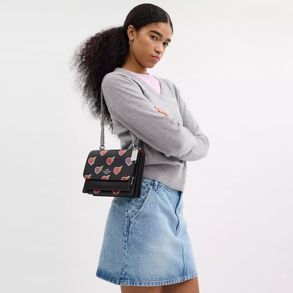 Coach Klare Crossbody In Signature Canvas With Heart Cherry