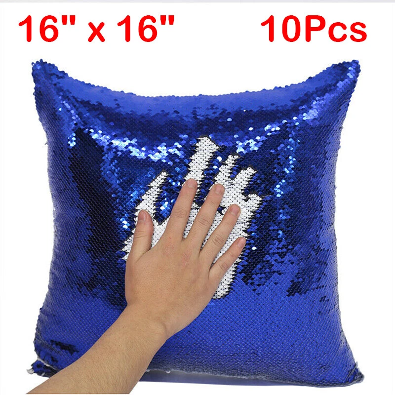 10pcs Blank Reversible Sequin Magic Swipe Pillow Cover Sublimation Cushion  Case