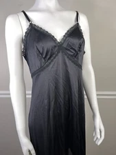 Vintage Sears THE DOESNT SLIP Black Full Slip Size 38” Lace Sexy Lingerie Dress
