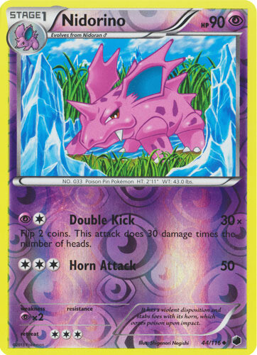 Pokemon - Nidorino - 44/116 - Uncommon - Reverse Holo - Plasma Freeze - NM
