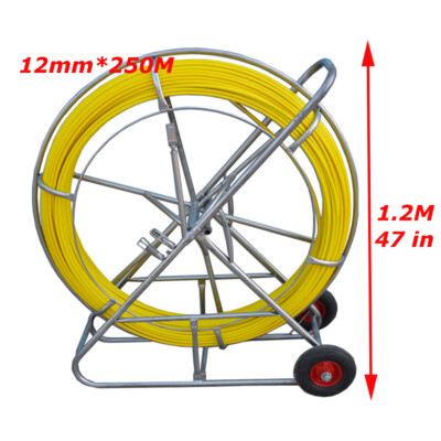 12mm*250m Fish Tape Fiberglass Wire Cable Running Rod Duct Rodder Fishtape Pulle