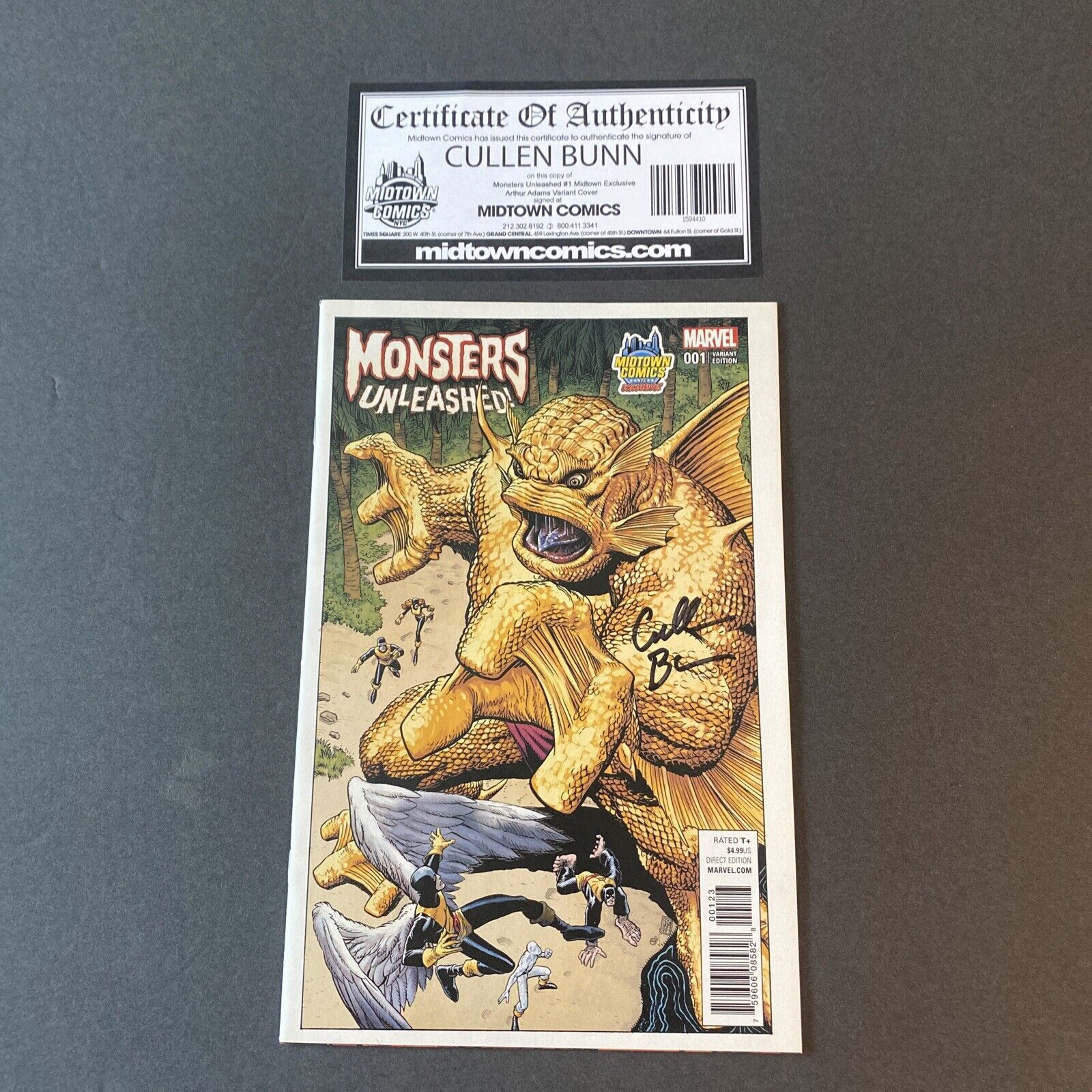 Marvel Monsters Unleashed 1 Midtown Ex Arthur Adams Cover SIGNED Cullen Bunn COA