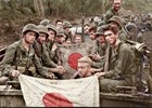 US Marines With Captured Japanese Flag Pacific Colorized WWII WW2 #2017 5x7
