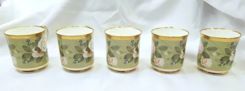 SET OF 5 MIYAO BY MIKASA FINE BONE CHINA COFFEE CUPS EMBOSSED GARDENIA M7006
