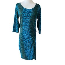 Tahari Arthur Levine Size Medium Animal Print Ruching Dress EUC AF109