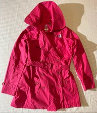 K-way Hot Pink Belted Women's Lined Trench Coat Jacket With Pockets Size Xs