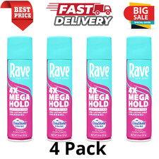 4 PACK Rave 4X Mega Hold Hair Spray, All-Weather with Vitamin-Rich Formula, 11oz