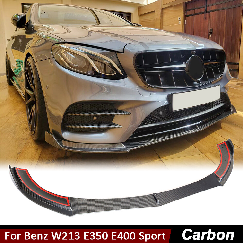 For Benz W213 E350 E400 Sport 2016-19 Carbon Fiber Front Bumper Lip Chin Spoiler