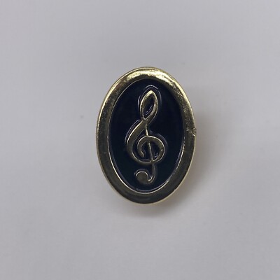 Vintage Gold Tone Treble Clef Musical Note Brooch Pin