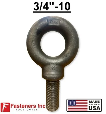 KEN FORGING 3/4-10 x 2" Thread Lifting Eye Bolt Eyebolt Forged Black USA Domestic