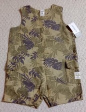 New Carter's Boys Size 18 Months Multi-Color 100 Cotton Sleeve Short Overalls23