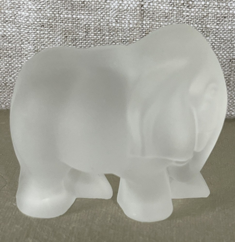 Vtg 1993 PG FROSTED CRYSTAL GLASS STANDING ELEPHANT FIGURINE paperweight