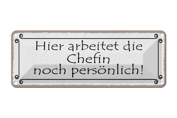 Blechschild Spruch 27X10 Cm Hier Arbeitet Chefin PersöNlich Deko Schild Tin Sign-image