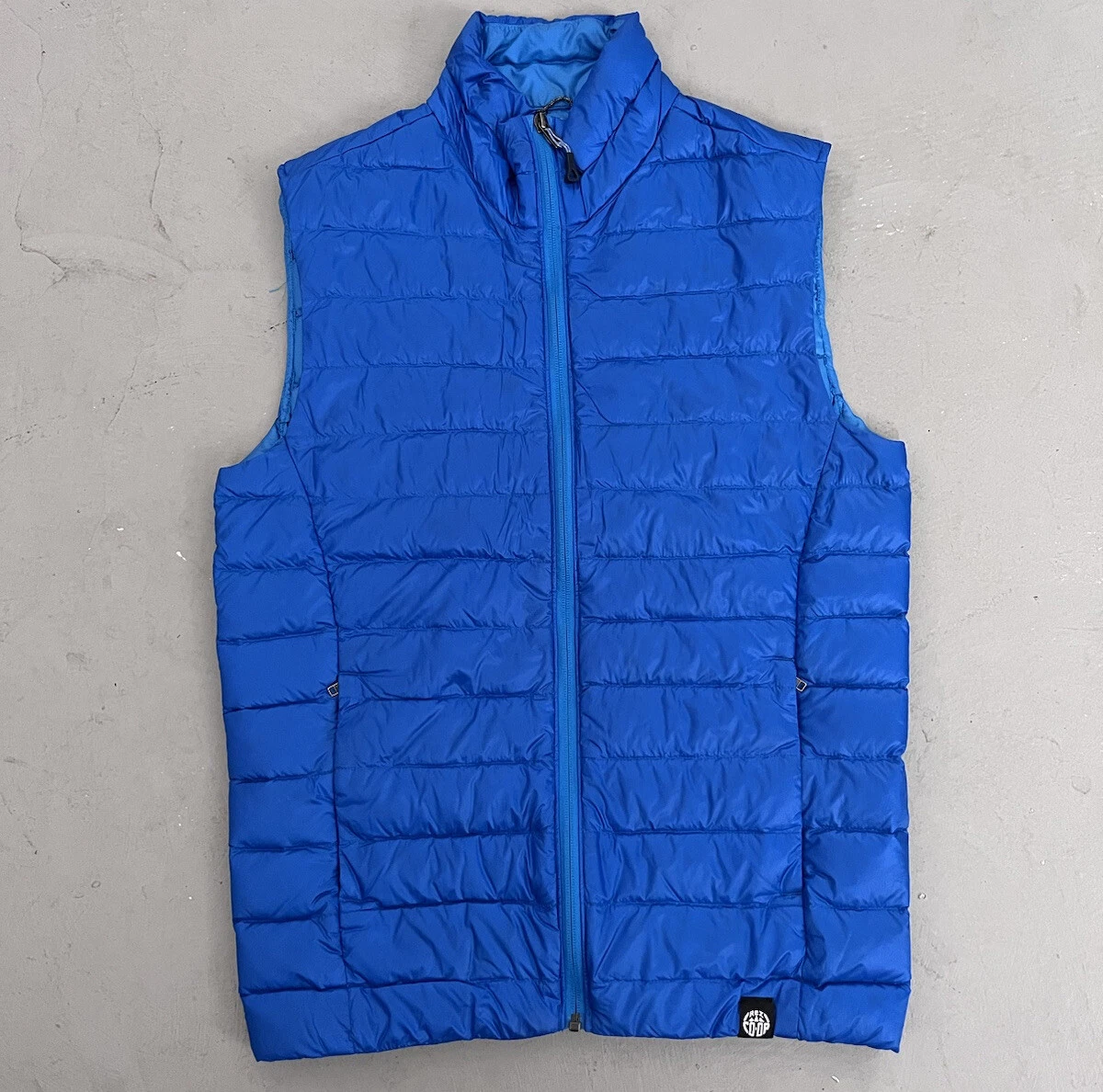 REI CO-OP Nylon Quilted Down Vest Outdoor Hiking Camp Blue Mens Small