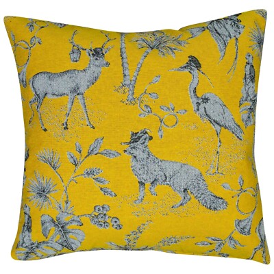 Magische Menagerie Steampunk Tier Design Gobelin Kissen, Ocker Gelb. 17x17''