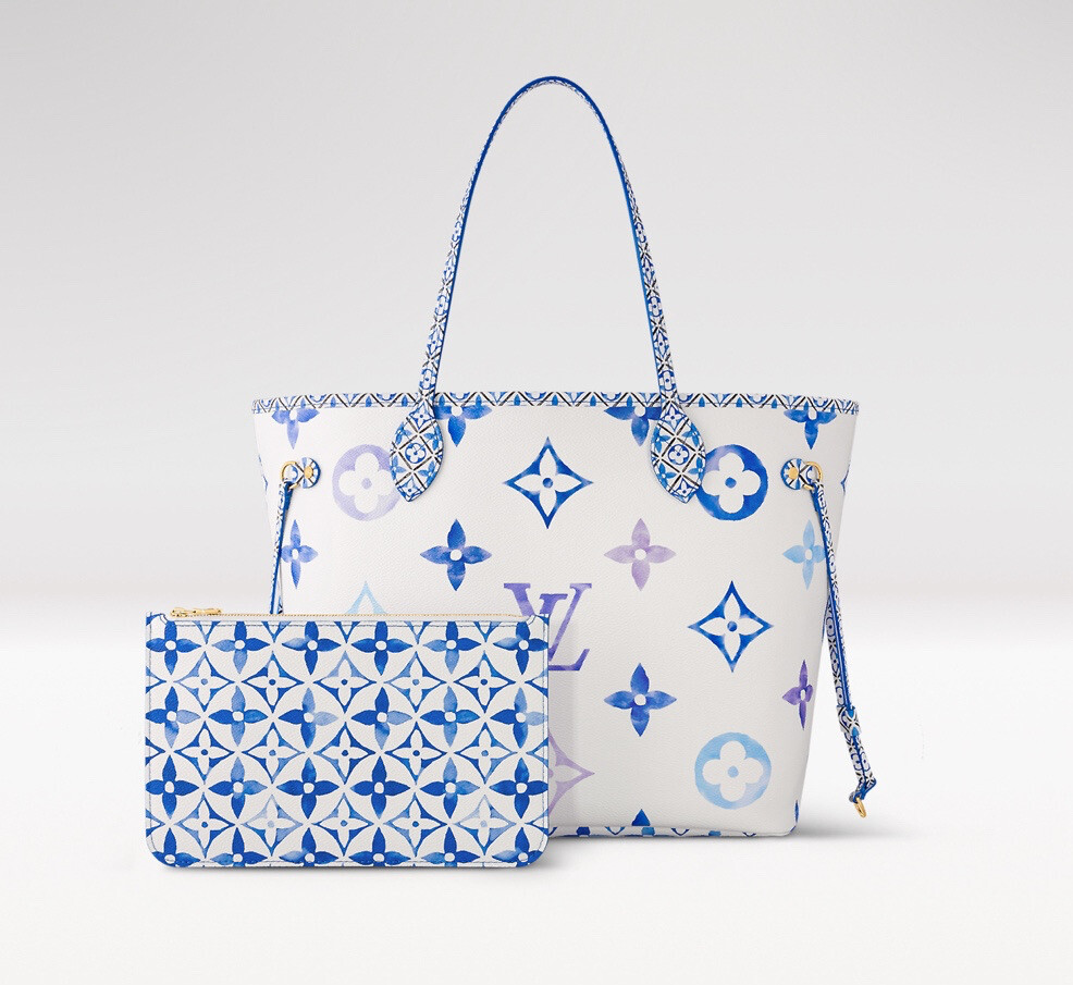 NIB Louis Vuitton Neverfull MM By The Pool Blue M22979 With Pouch