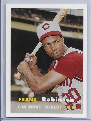 FRANK ROBINSON 2006 1957 Topps Reprint Card REDS #8 + Barry Bonds #2 RC REPRINT