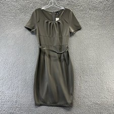 Fashionmia Dress Women's Size Large Green Belted Short Sleeve Midi Pencil Dress