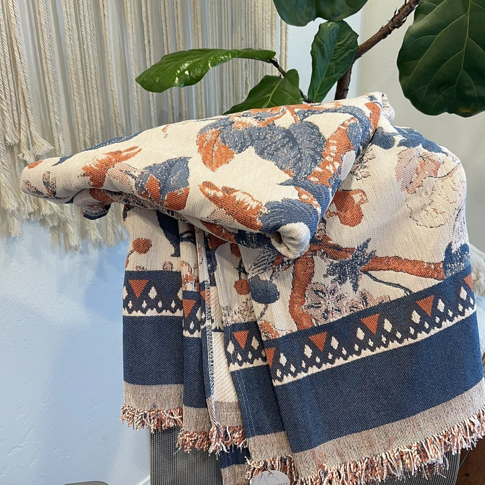 NUEVO XL Anthro Boho Queen Floral Manta Colcha Edredón - 70" x 118" Foto 3 de 4