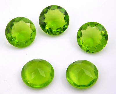 36 Cts 5 Pcs Lab Created Peridot Round Cut Lot Loose Gemstone 14 MM P-2378