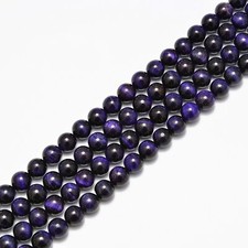 Dark Purple Tiger Eye Smooth Round Beads 6mm 8mm 10mm 15.5" Strand