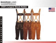 New German Oktoberfest Bavarian Lederhosen Men Real Leather Matching long Short