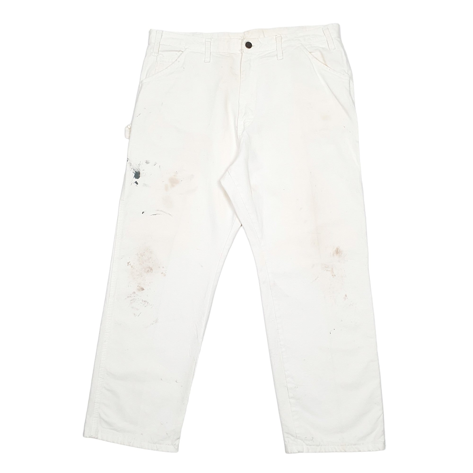 DICKIES Carpenter Carpenter Workwear Trousers Cotton White Mens W38 L28 image 2