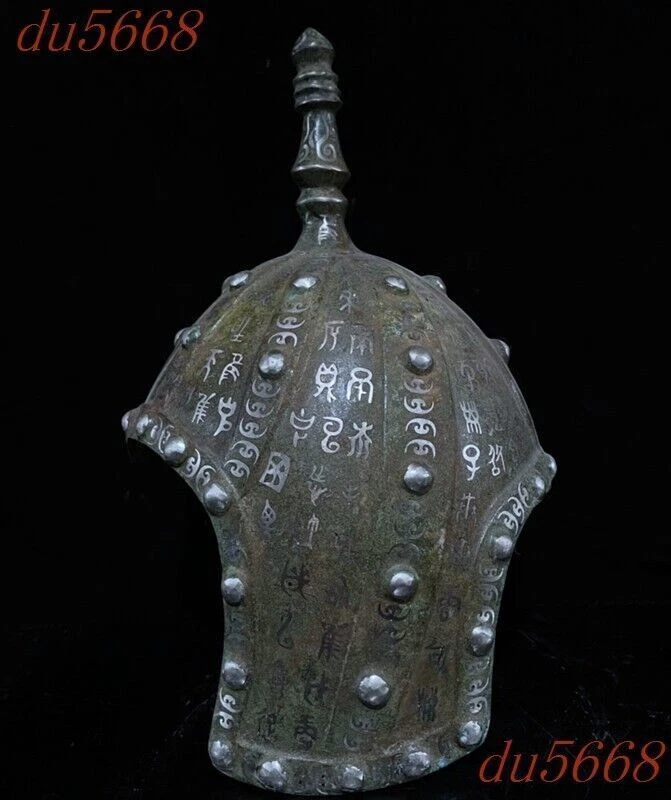 14" Antigua dinastía china mercancía de bronce valiente guerrero soldado casco estatua Foto 3 de 4