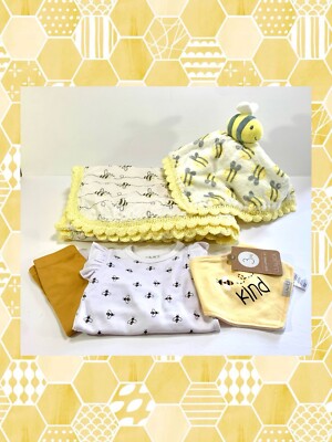 Bee Mine Minky Sherpa Crochet Baby Blanket Lovely Outfit Piece Gift Set 