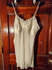 LINEA DONATELLA IVORY Embroidered Lace Beaded Slip Dress/Nightgown Large LC3080