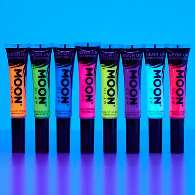 Moon Glow Neon UV Hair Colour Streaks / Mascara - Choose your colour - UV Glow!