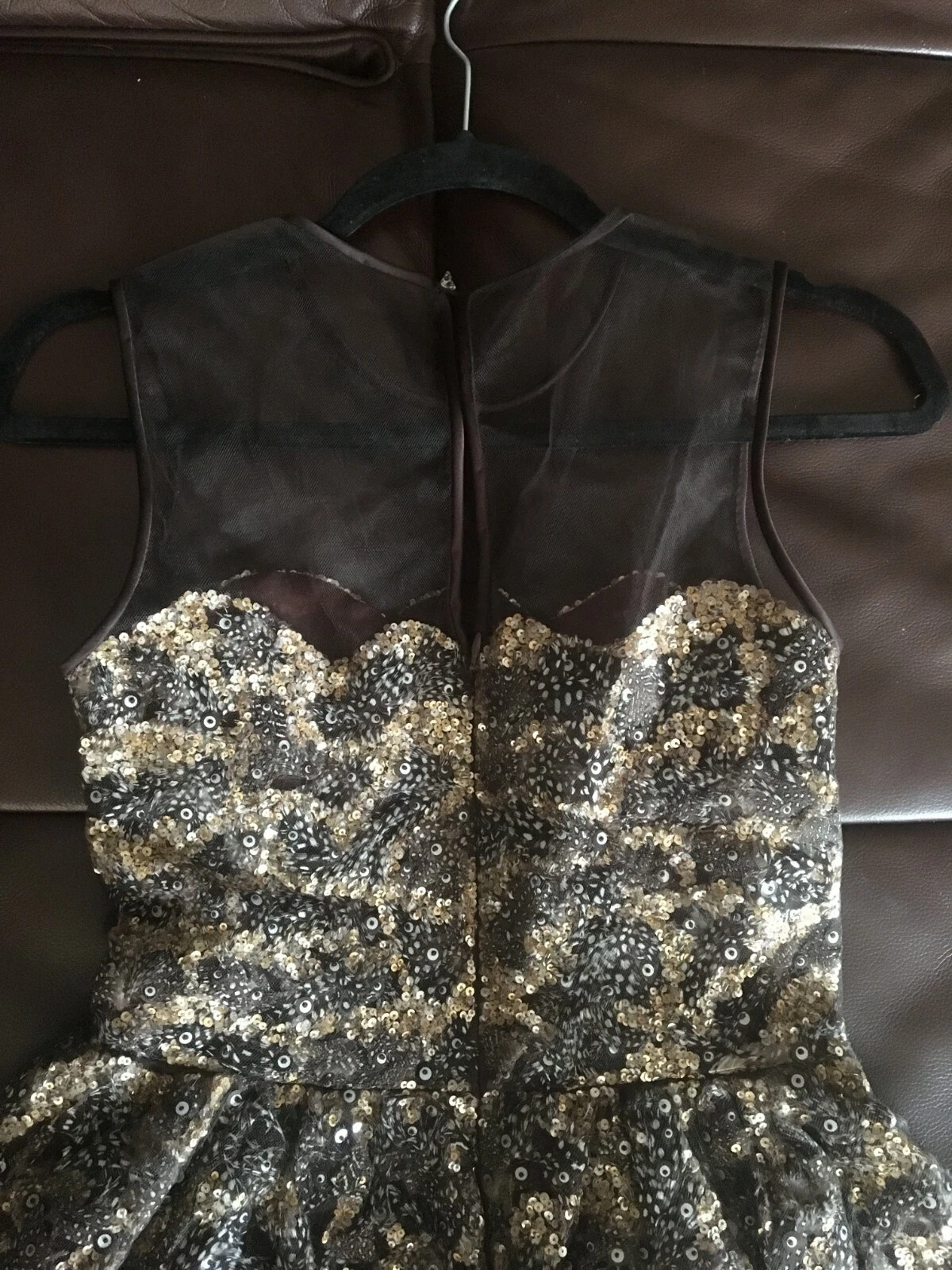 VALENTINO Abito abito con perline Oscar de la Renta $9 5K passerella bronzo piume metalliche 2US